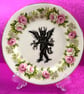 Unholy Upcycles - 'Old Scratch' Decorative Vintage Hand Painted Plate With Stand