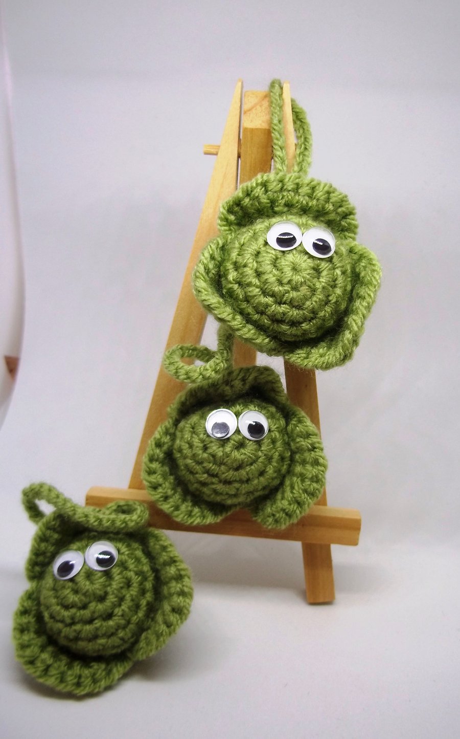 Trio of Crochet Sprouts. 