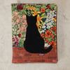 Needle case - black cat on wall