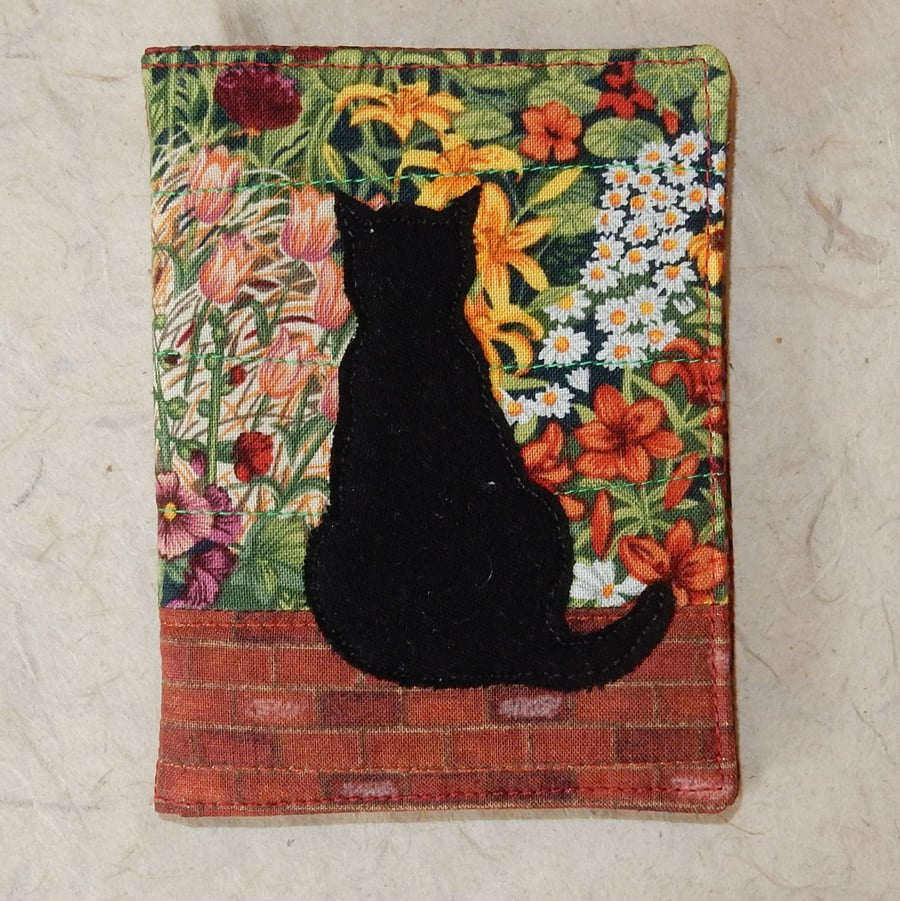 Needle case - black cat on wall