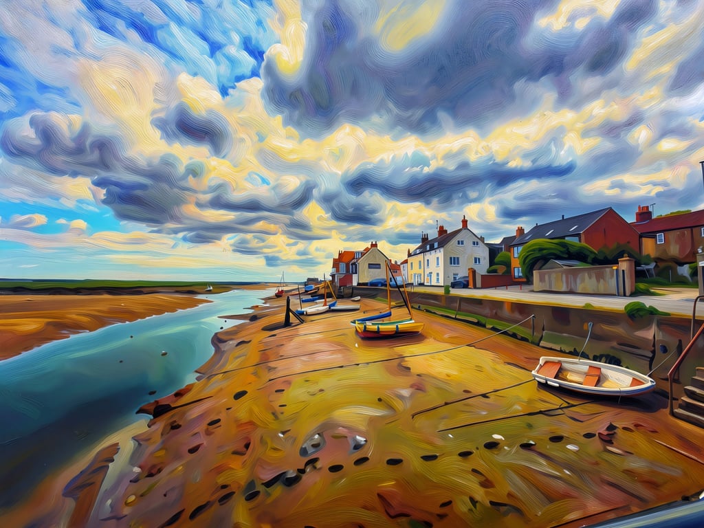 A4 Print Wells-Next-The-Sea North Norfolk Boats High Tide