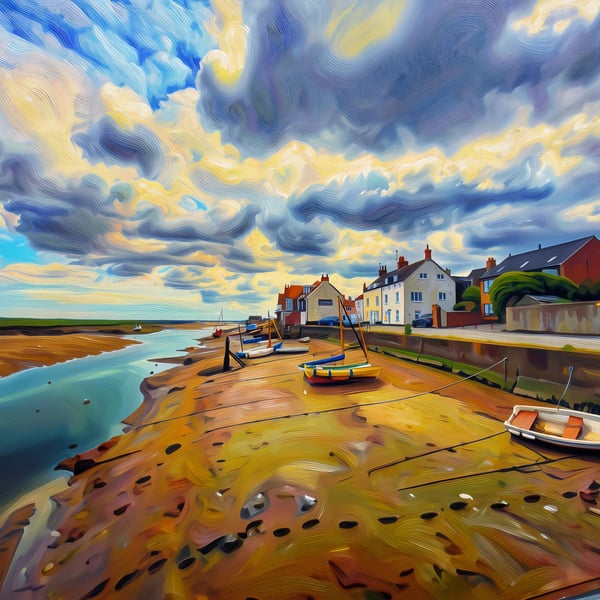 A4 Print Wells-Next-The-Sea North Norfolk Boats High Tide
