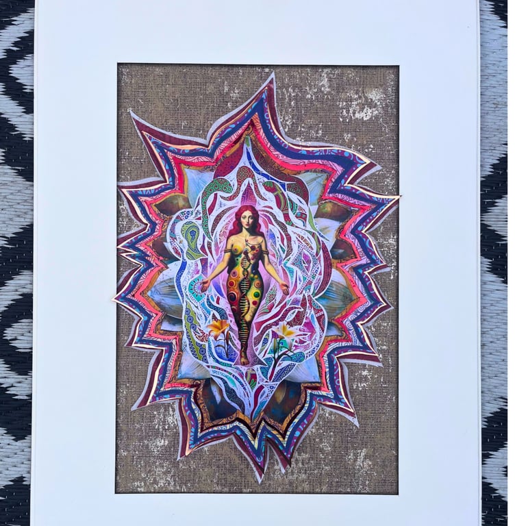 She Who Carries the Code - Original Mixed Media Collage