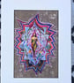 She Who Carries the Code - Original Mixed Media Collage