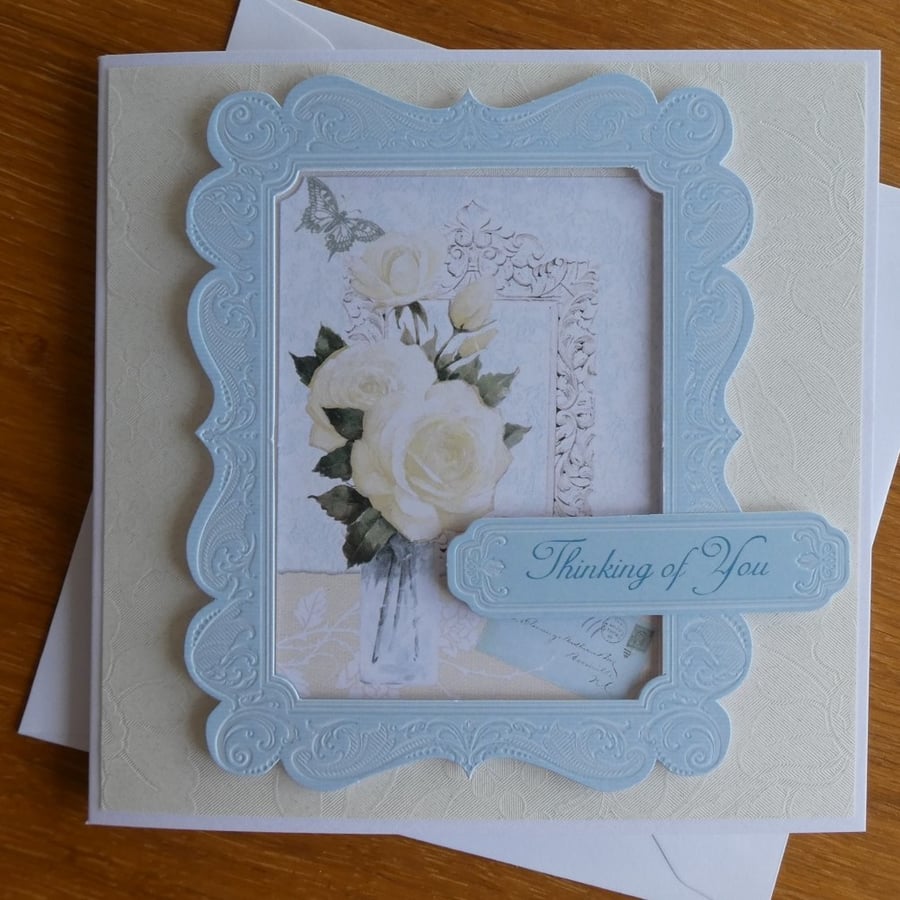 Thinking of You Card - Cream Roses