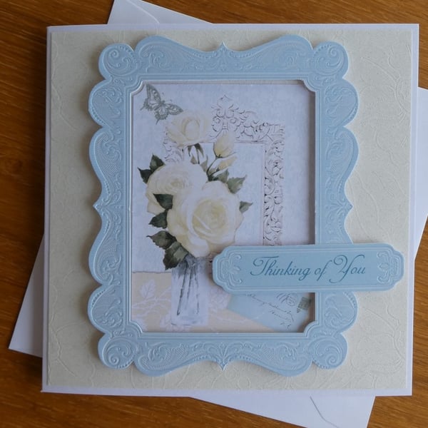 Thinking of You Card - Cream Roses