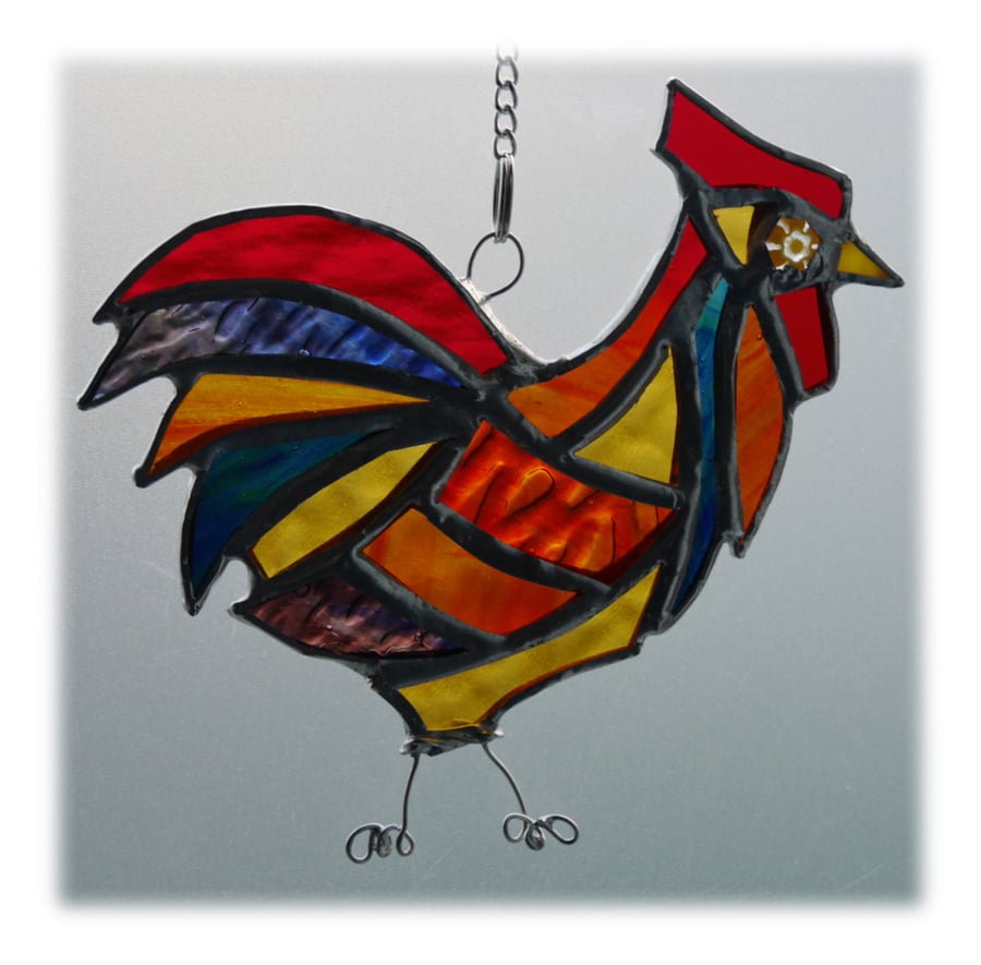 Cockerel Suncatcher Stained Glass chicken 019