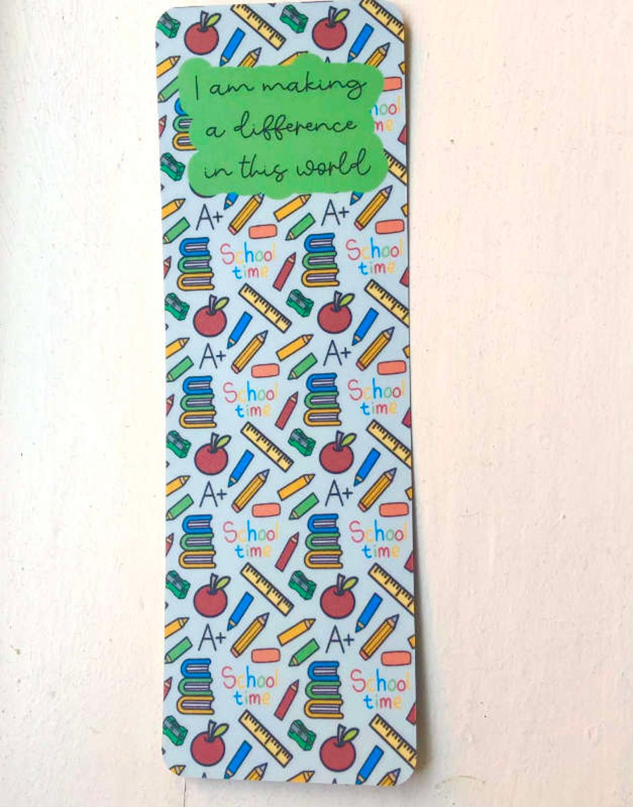 Thank You Teacher Bookmark Gift I Am Making A Difference In This World Quote