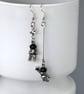SPACEMAN STAR EARRINGS starfall mismatched cute cool silver plate - Image 4