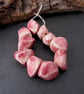10 Small Dark Pink Glazed Nugget Pebble Clay Beads - Image 3