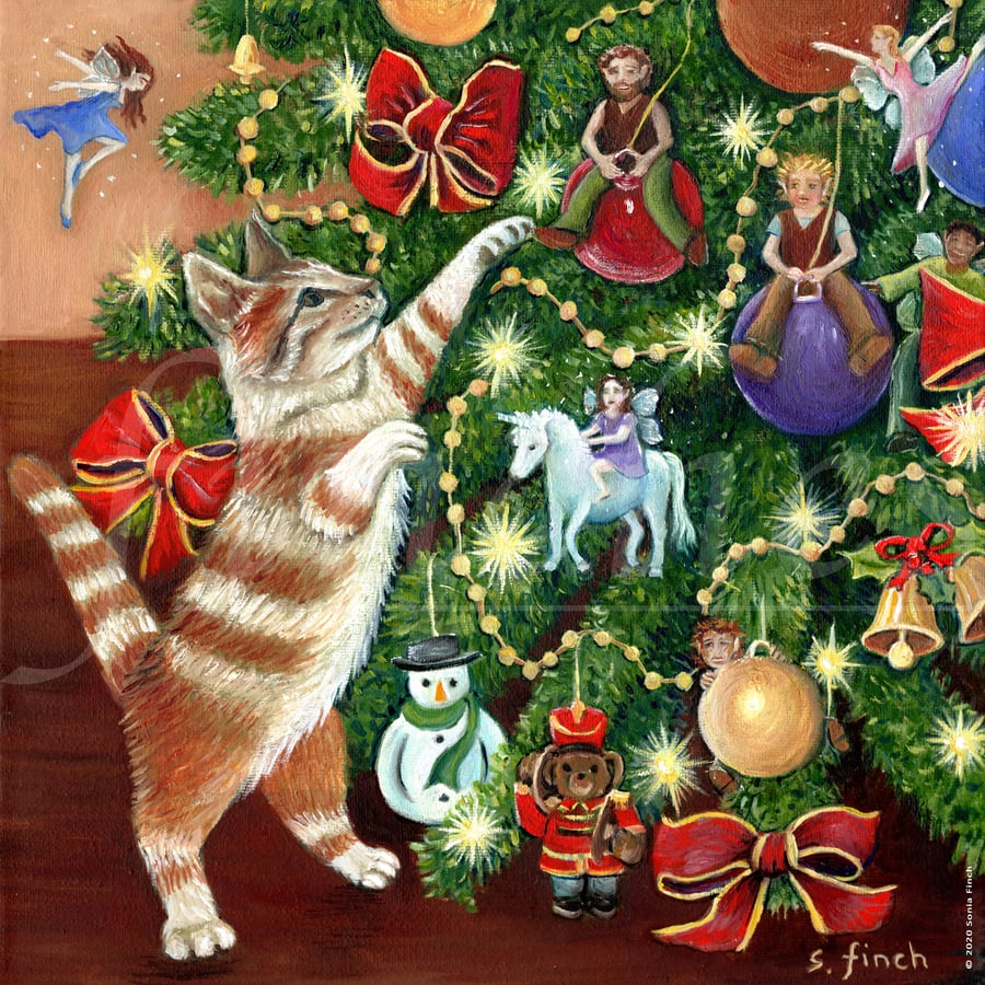Fairy Tag at Christmas - Blank Greeting Card