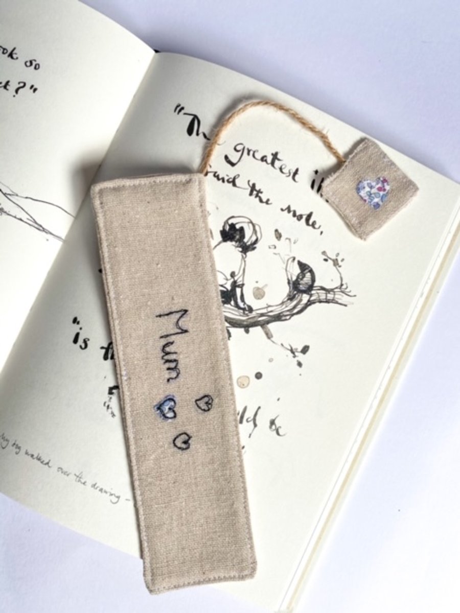 Personalised bookmark, fabric bookmark, book lover gift