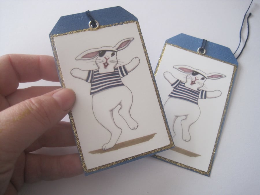 Pirate Bunny Gift Tag x 2