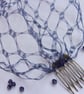 French Navy Vintage Waffle Weave 1940's - 1950's Style Soft Birdcage Veil - Image 1