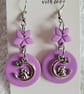 Rabbit on the Moon Pink Polymer Clay Earrings. 316 Surgical Stainless Steel