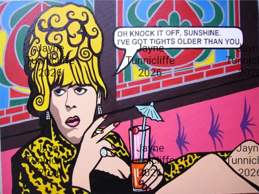 Coronation Street Corriecatures Bet Lynch Worse For Wear  pop art print 10 x 8 
