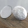 Sterling Silver Hammered Round Disc Ear Stud Earrings 18mm Designed Handmade UK