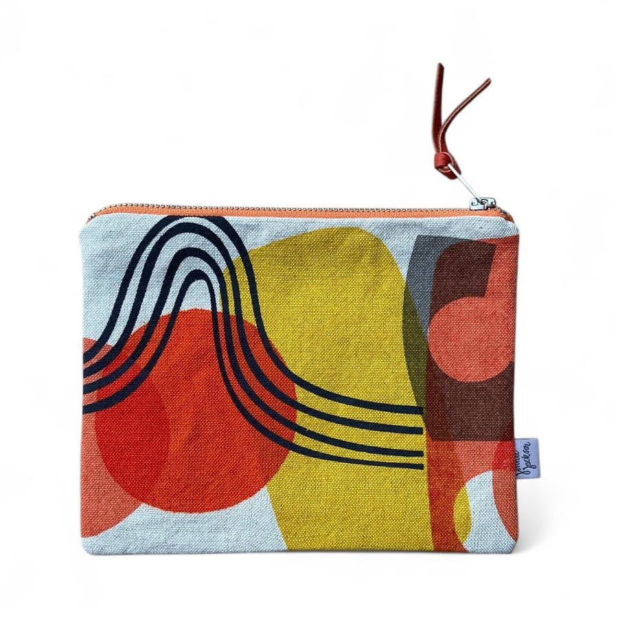 Hand printed zip pouch - Summer Solstice