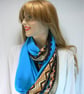 Infinity scarf (two tone, plain turquoise and  turquoise and gold Aztec print ) - Image 3
