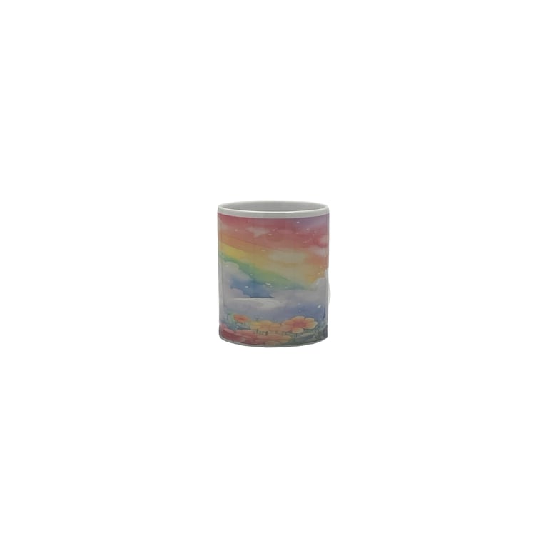 Rainbow Sky & Flower Meadow Mug