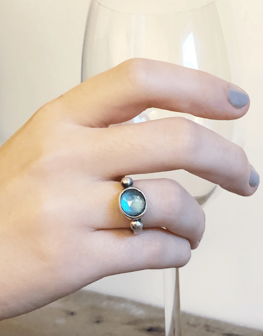 Blue Topaz Ring - Large Stone Ring - Artisan Ring