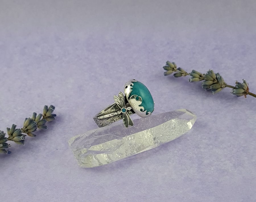 Amazonite dragonfly ring