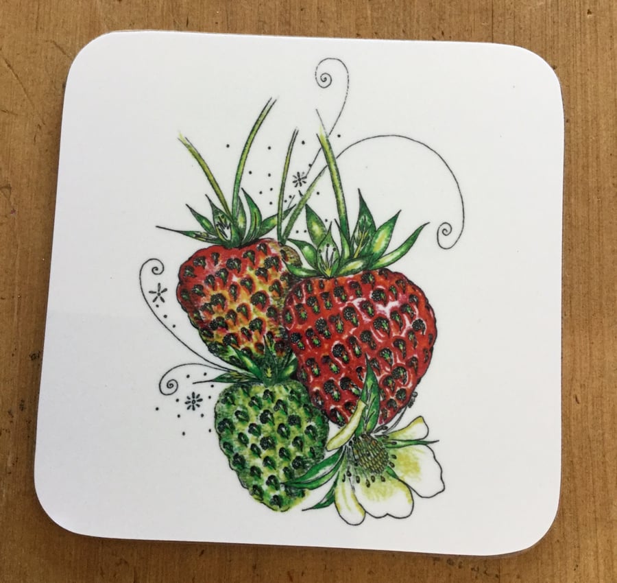 Strawberry coasters set of 4 offer