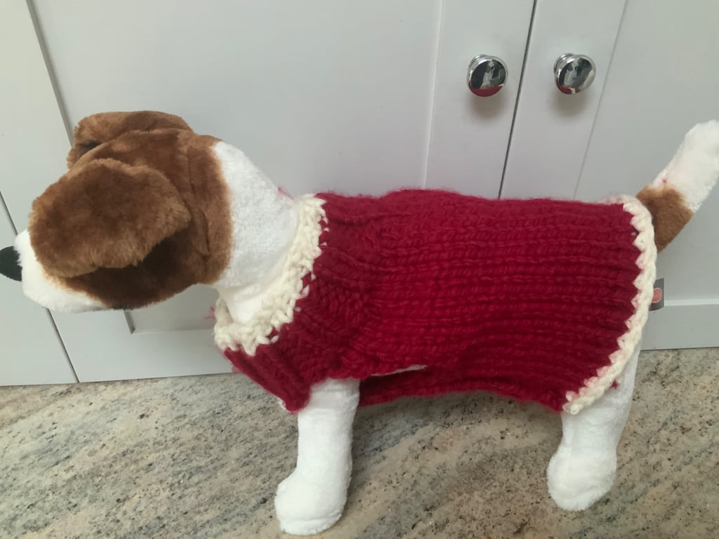 Hand Knitted Chunky Small Dog Jumper Christmas Colours Theme