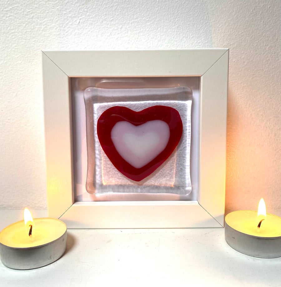 Fused Glass Heart of Heart in Picture Frame 