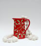Christmas Red Mistletoe Farmhouse Jug - Hand Painted - Image 4