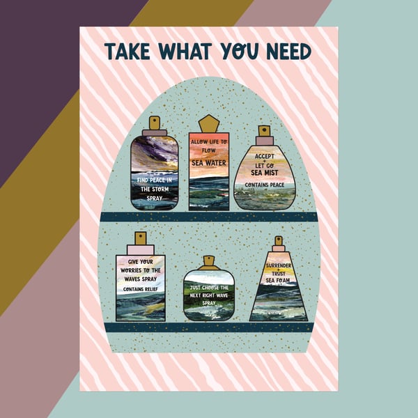 ‘Take What You Need 2’ Seascape Art Print A4
