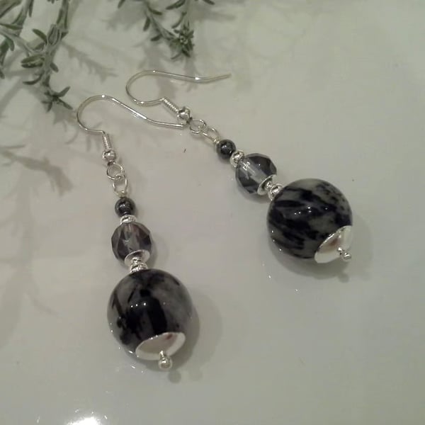 Designer Rutile Quartz & Mistic Faceted Quartz Earrings Silver Plate