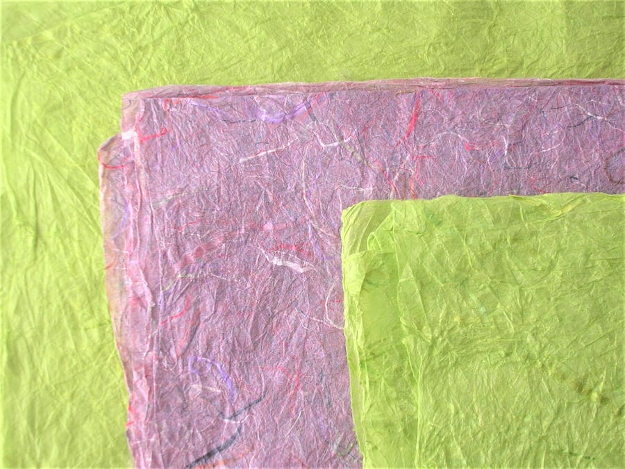 Textured, natural, handmade mulberry fibres paper, rough deckled edge, 3 sheets