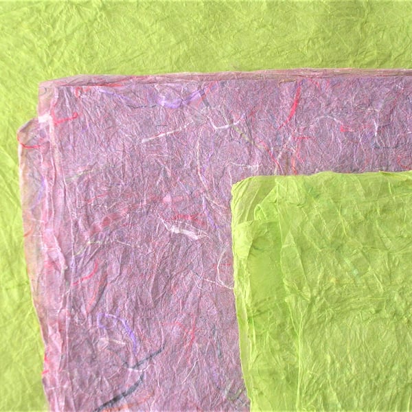 Textured, natural, handmade mulberry fibres paper, rough deckled edge, 3 sheets