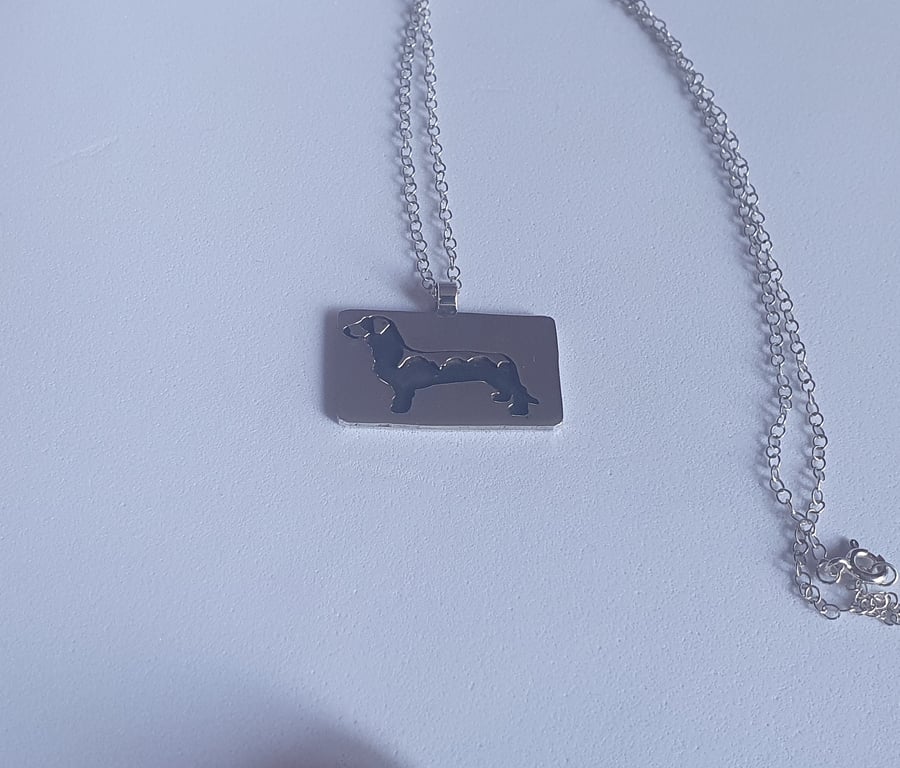 Sterling silver Dachshund necklace