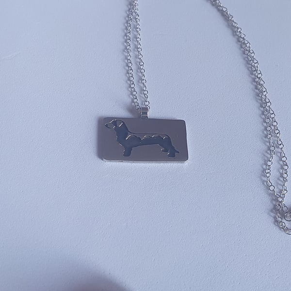 Sterling silver Dachshund necklace