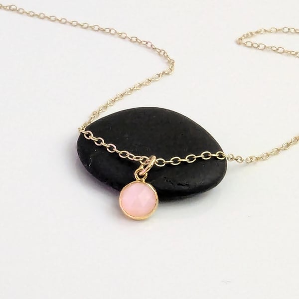 Gold Recycled 9 carat Gold Pink Opal Necklace