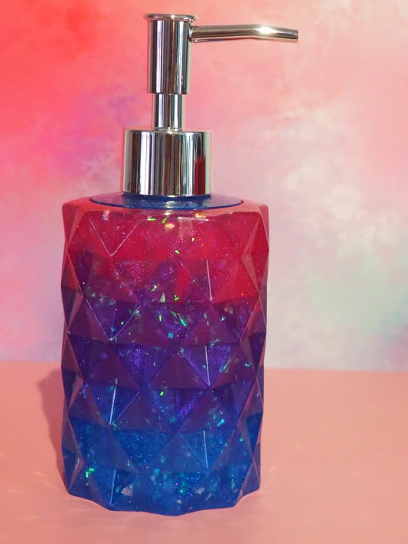 Soap Dispenser in Blue, Purple and Pink