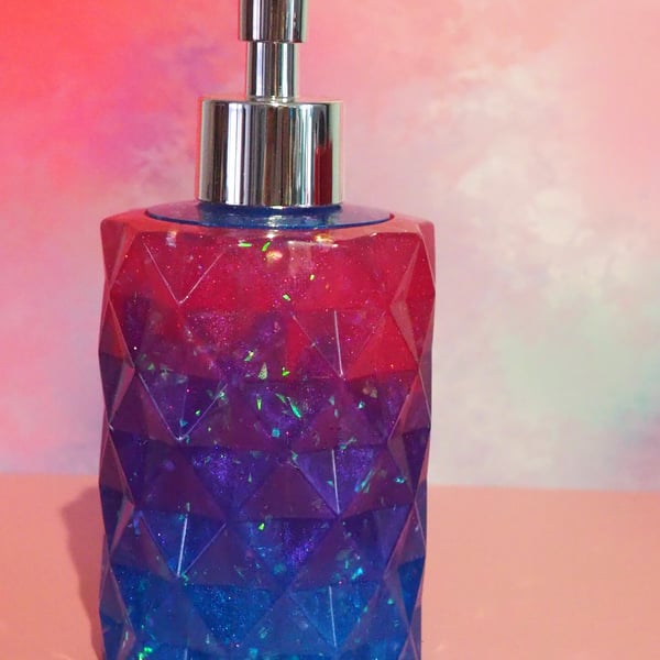 Soap Dispenser in Blue, Purple and Pink