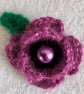 Purple Poppy Handmade Crochet Brooch 