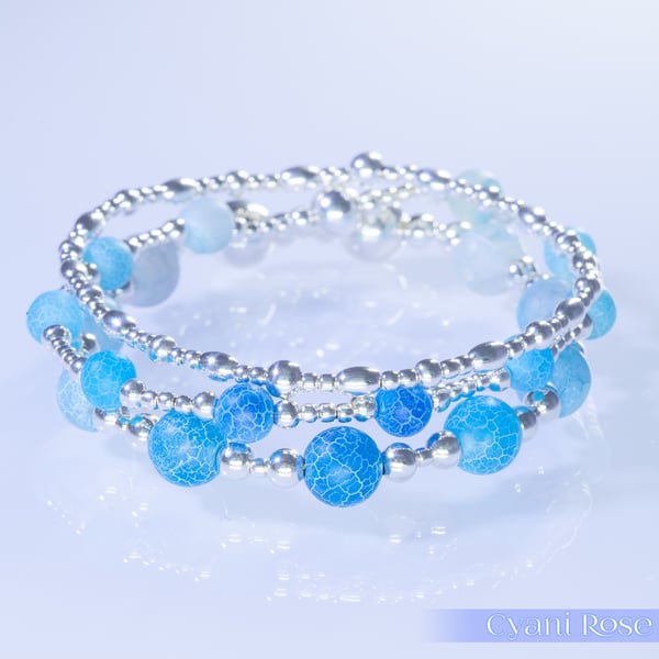 Bracelet with crackle glass beads and sterling silver beads 