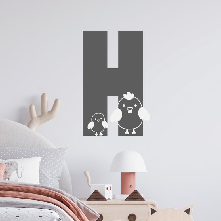 Personalised Initial & Animal Wall Sticker - Chicks: Farm Custom Kids Room Decor
