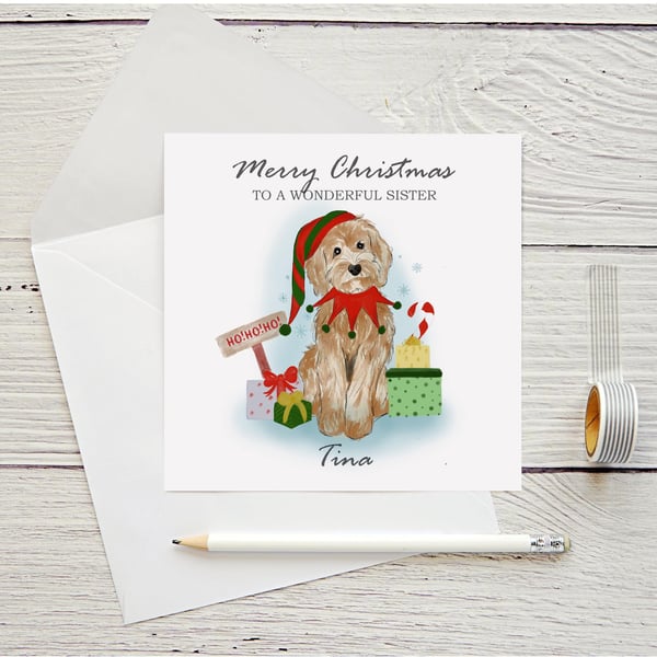 Cockapoo Christmas Card-Personalised with any names,cute dog Christmas card