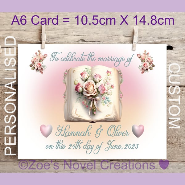 Wedding Card, Flower Book, personalised A6 10.5cm x 14.8cm