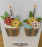 Handmade Birthday Card – Floral Cupcakes - Image 2