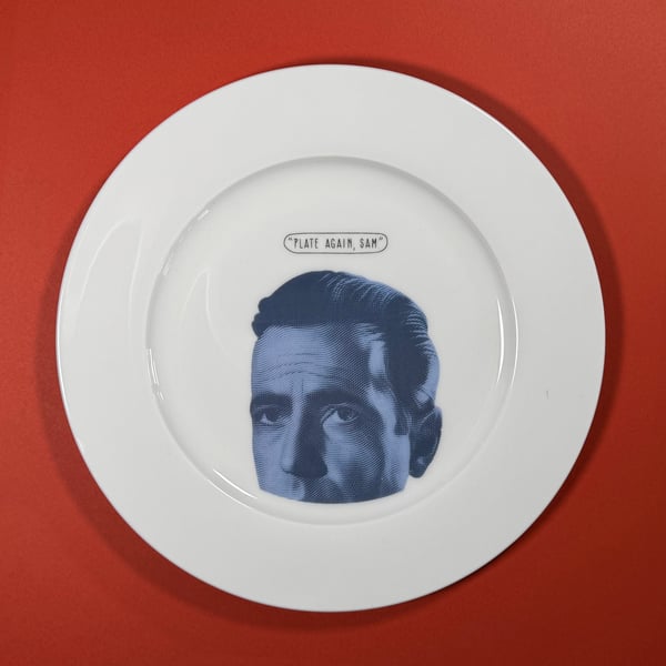 'Plate Again, Sam' ceramic plate featuring Humphrey Bogart in Casablanca.