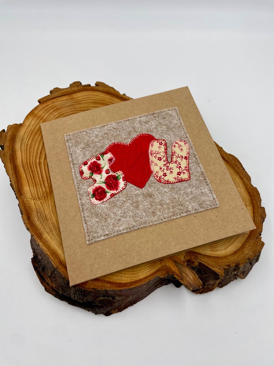 I 'heart' you appliqué card