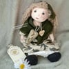 Reserved for Susan. Hand Embroidered Heirloom Doll. Keepsake Cloth Doll 