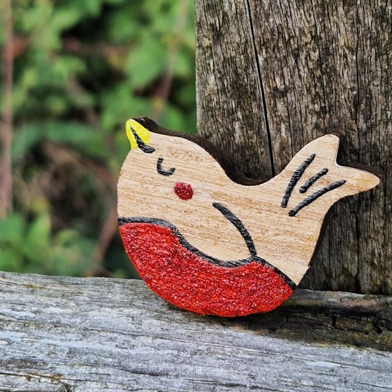 Robin pin, Robin jewellery, Handpainted robin brooch, Robin gift