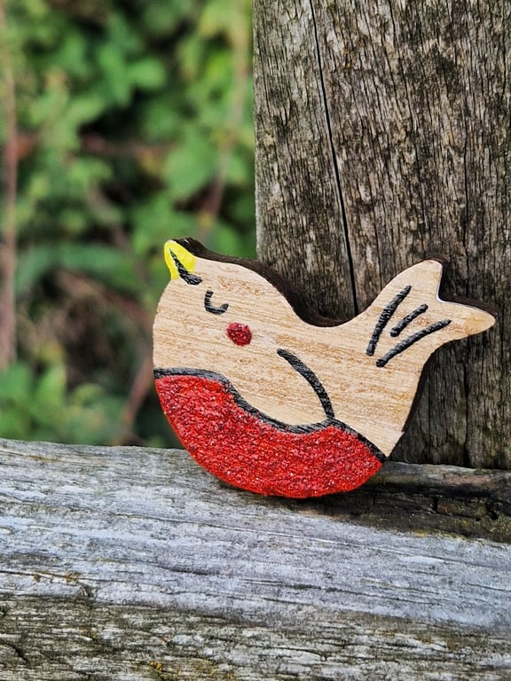 Robin pin, Robin jewellery, Handpainted robin brooch, Robin gift